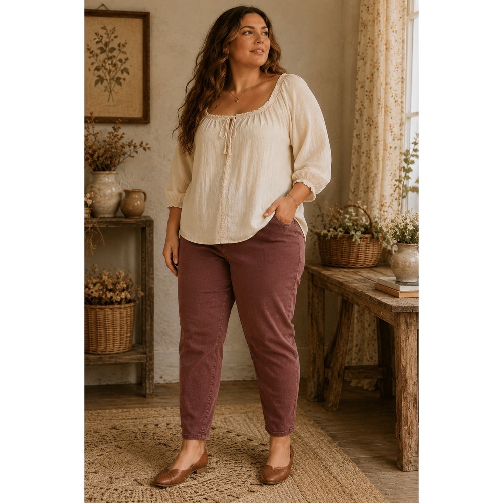EVRI Womens Mauve Pull On Jegging Pants Plus Size 16W Stretch Skinny Rose